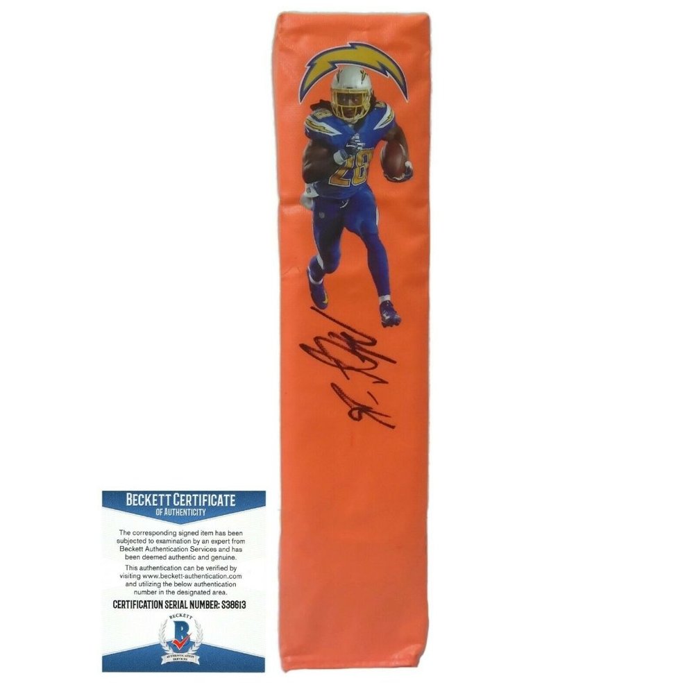Melvin Gordon Signed Chargers End Zone Football Pylon Proof Beckett Autographed
